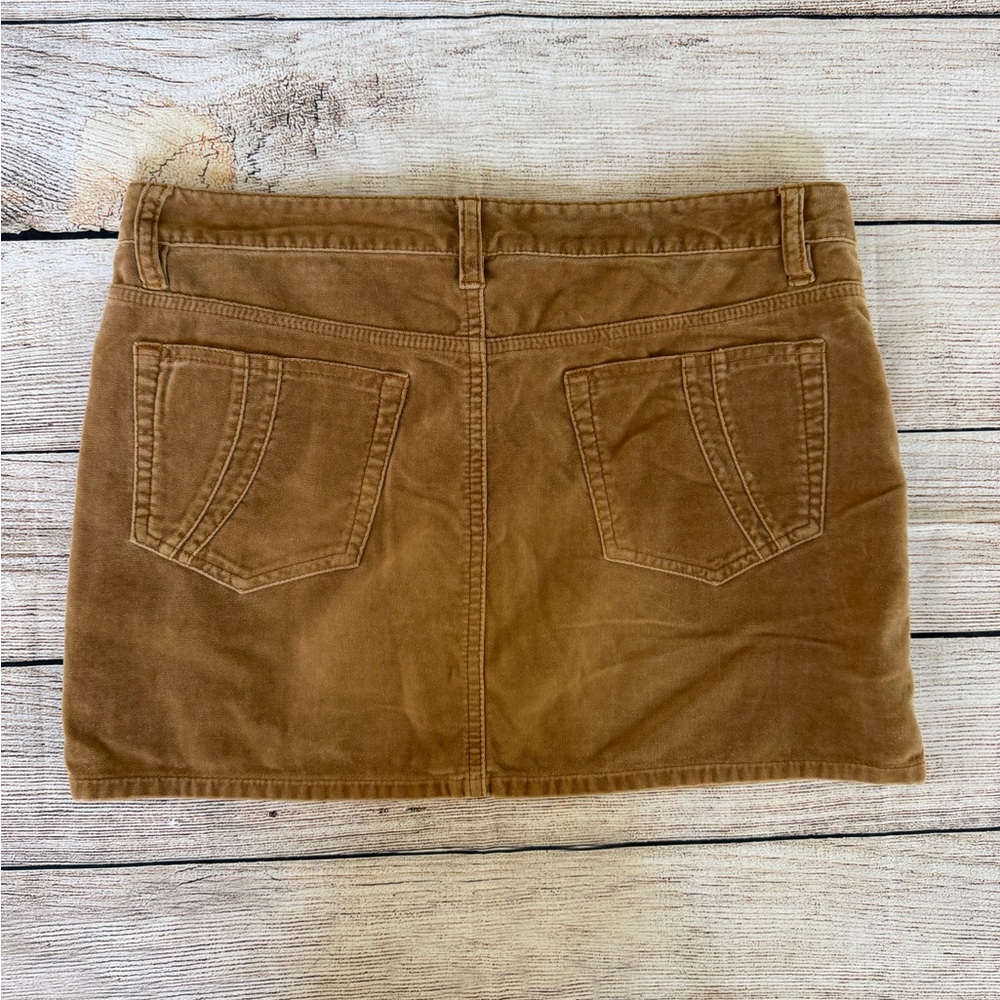 American Eagle Outfitters Y2K Tan Camel Colored Corduroy Mini Jean Skirt Sz 2 4 - Picture 3 of 5